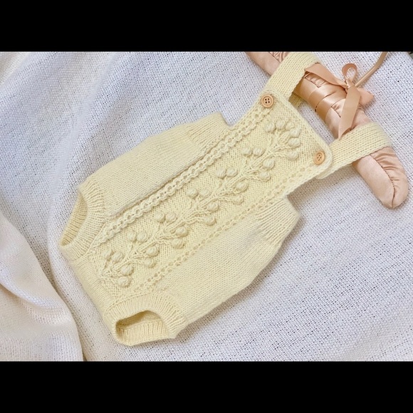 Baby Onesie 0-3 m Hand Knitted Organic Wool Romper Baby Clothes Gift Overalls - Picture 15 of 16